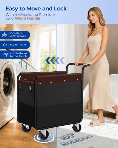 Image of Kayfia 150L Rolling Laundry Hamper, Laundry Basket with Wheels, Black
