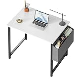 OLIXIS Computer Desk 31 Inch Home Office Desks for Small Spaces, Gaming Writing Study Work Table with Storage Bag for Bedroom, White