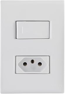 Tramontina Conjunto com 1 Interruptor Simples 10A 250V e 1 Tomada 2P+T 20A 250V 4x2 - Liz Branco