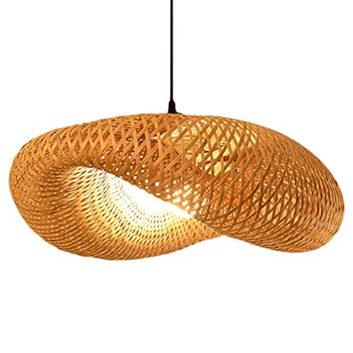 Lustre en osier tressé main de style bohème pour salon de thé chic