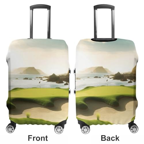 Beach Golf Course Luggage Cover, Elastic Luggage Protector Fits 19-32in Suitcases, Washable & Anti-Scratch Suitcase Cover for Men Women XL3