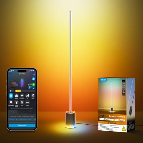 Image of Govee Floor Lamp 3 with Luminblend+ Technology, 2100lm Standing Lamp, Work with Matter,1000K-10000K Modern Floor Lamps for Living Room, Bedroom, Office, Corner Lamp with Dynamic Scenes, DaySync