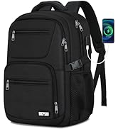 BICPSRO Black Backpack for Men Women, School Backpack for Boys Girls Teens, Book bag with USB Cha...