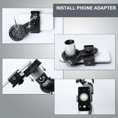 Image of Telescope 80mm Aperture 600mm with Fully Multi-Coated Optics - Professional-Grade Astronomy Tool for Beginners, Includes Wireless Control, Phone Adapter, Moon Filter & Bag，Black