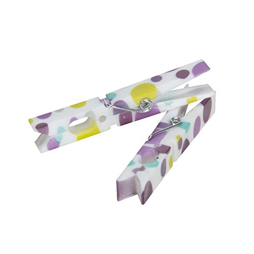 Household Essentials 7-Coil Spring 14 Count Decorative Plastic Clothespins, Polka Dots Design