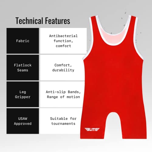Elite Sports Men’s Wrestling Singlets, Standard Singlet For Men Wrestling Uniform (Red, Small) #TOP3