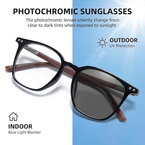 Cyxus Photochromic Blue Light Glasses for Men Women UV Protection 8287 | UV Protection,Eye Protection,Classic Square Frame,Ideal for Office Work or Outdoor Daily — view 4