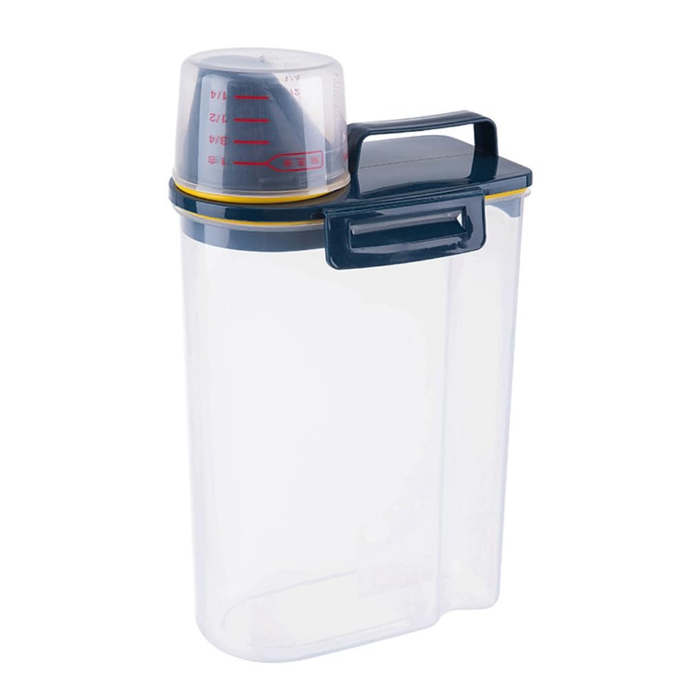 Vjsujehgy Rice Airtight Storage Container Rice Storage Bin Kitchen Rice Storage Bin Cereal Dry Food Flour Bin Cereal Containers Dispenser Pet Dog Cat Food Dispenser with Measuring Cup Blue
