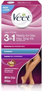 Veet Leg and Body Hair Remover Cold Wax Strips, 40 Count (Packaging May vary)