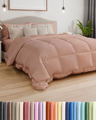 Image of Queen Size, Mauve Alternative Down Comforter - Warm, Lightweight & Breathable Hotel Quality Bedding Set for Men, Women, Kids & Teens - All Season Oversized Cooling Microfiber Duvet Insert Comforter