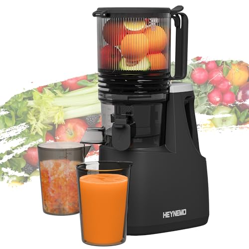 Image of HEYNEO Slow Masticating Juicer Machine - 5.9'' Wide Feed Chute | Cold Press Juice Extractor with Dual Layer Strainer for Fruit & Vegetable,High Juice Yield & Easy Cleaning,Low Noise,250W