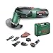 Bosch Multiherramienta PMF 220 CE Set,3 hojas de sierra, placa lijadora, set de hojas de lija, rascadora flexible, cuchilla, tope de profundidad, sistema de aspiración, maletín (220W)