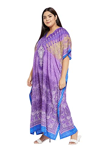 Image of Oussum Women Plus Size Kaftan Kimono Loose Maxi summer dresses for women Beach 3 /4 Sleeve Casual lounge dress Boho