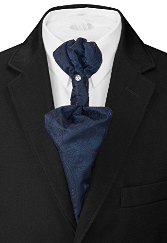 Image of Vesuvio Napoli PreTied ASCOT Solid PAISLEY Color Cravat Men's Neck Tie 21 Colors