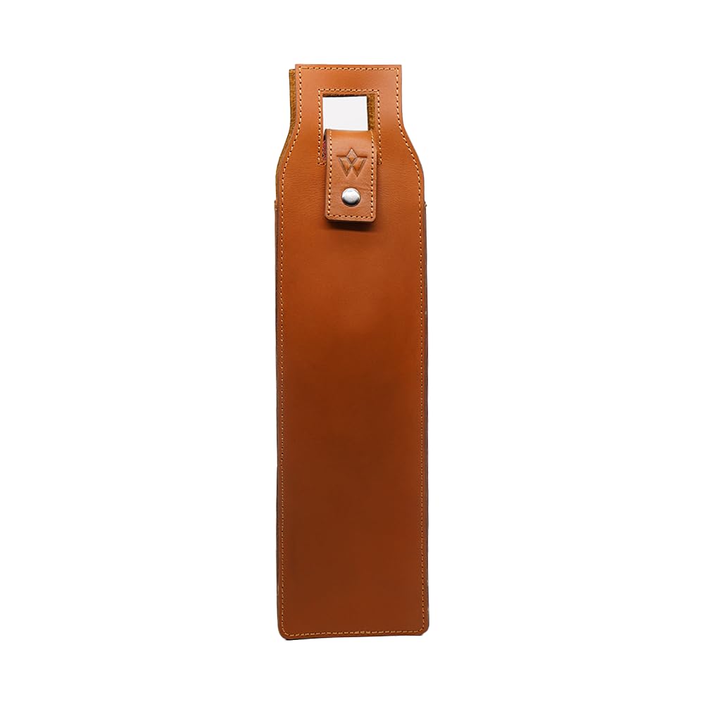 WASAMA Genuine Leather Wine Bag | Liquor Bottle Holder, Wine Bottle Carry Bag | Portable, Reusable Gift Case (Vintage Chestnut)