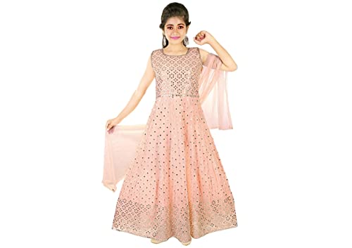 Vestido Anarkali niñas K22 cómodo y sin picazón para fiestas largas