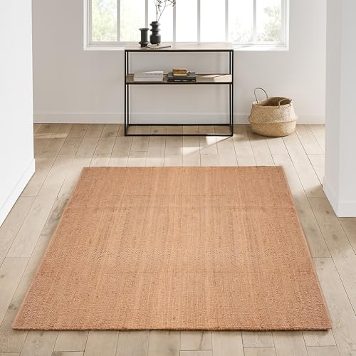 Triangle Weavers Alfombra de yute de algodón | Alfombra de yute y algodón | Alfombra para dormitorio | Alfombra de yute de algodón | Alfombra natural | Alfombra de algodón de yute natural | Alfombra