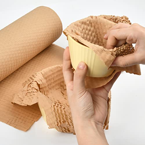 BATINO 30cm x 30m Wabenpapier Verpackungspapier Wabenpapierrolle Braunes Verpackungspapier Verpackungsmaterial Packpapier für umzug Versand fragil Artikel, Öko Kraftpapier Wabenpapier Rolle
