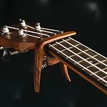 Walnut Ukulele Capo for Soprano, Concert, Tenor, Baritone with Felt Picks