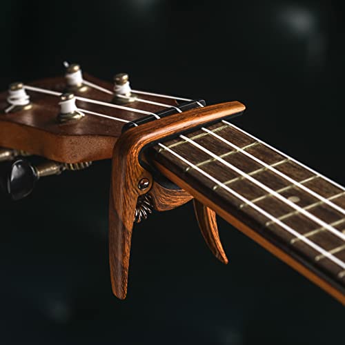 Ukulele Capo For Soprano, Concert, Tenor, Baritone Ukulele With Felt Picks (Walnut) #TOP2