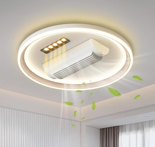 Image of Smartway 60 Watt Round Dorita Modern Ceiling Fan Chandelier BLDC Noiseless Motor + Auto Rotatable Blower Fan 3 Color Mode (Warm, Cold & Natural White) Stabilizing Dimming with Remote & App Control
