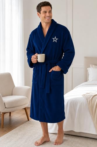 Northwest NFL Dallas Cowboys Adult Unisex Silk Touch Bathrobe, Large/X-Large, Navy, Officially Licensed Loungewear, Soft Plush Polyester — view 2