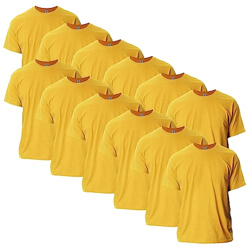 Gildan Adult Ultra Cotton T-Shirt, Style G2000, Multipack, Gold (12-Pack), Small