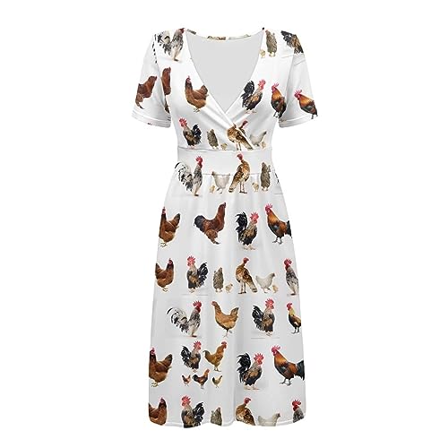 Image of Women's Summer Formal Dresses Short Sleeve Wrap V Neck Dresses Bridesmaid Wedding Guest Dress with Pockets