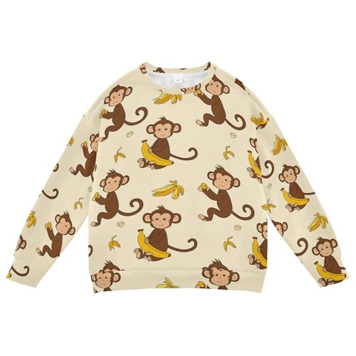 JUNZAN Funny Monkey Bananas Little Boys Hooded Sweatshirt Fleece Hoodies for Girls Athletic 4T
