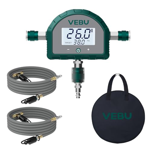 VEBU 4 Tire Inflation System, Auto Shut Off 4 Way Tire Inflation & Deflation Hose Kit with Preset Memory & Digital Display，Works with Your Air Compressor for Trucks, SUVs, RVs