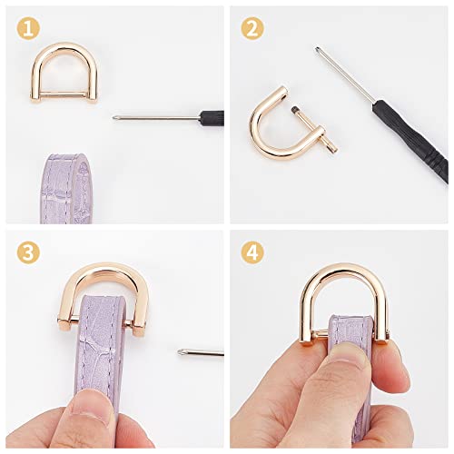 Image of GORGECRAFT 1 Box 3 Sizes 12PCS Black D-Rings Horseshoe Shape D Ring U Shape Screw