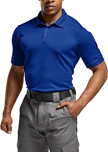 CQR Men's Polo Shirts, Tactical Short Sleeve Golf Performance Shirts, Lightweight Dry Fit UPF 50+ Pique