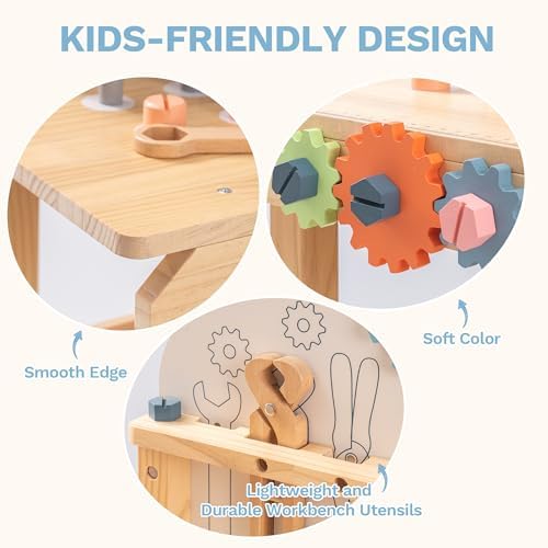 Robud Large Wooden Play Tool Workbench Set For Kids Toddlers thumb #3