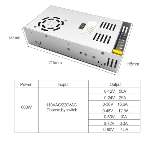 Alimentation Commutable 600W S-600 à Haute Précision pour Tension Variable DC 12V 50A - 6