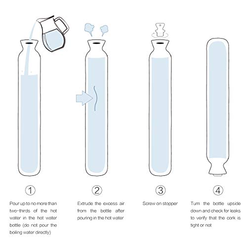 Easycosy Hot Water Bottle- Bed Warm Waist Warm Back Hot Water Bottle With Super Soft Fabric Knitted Cover 2L Pure Natural Rubber-72 Cm For Back, Neck, Legs (Grey Snowflake) #TOP4