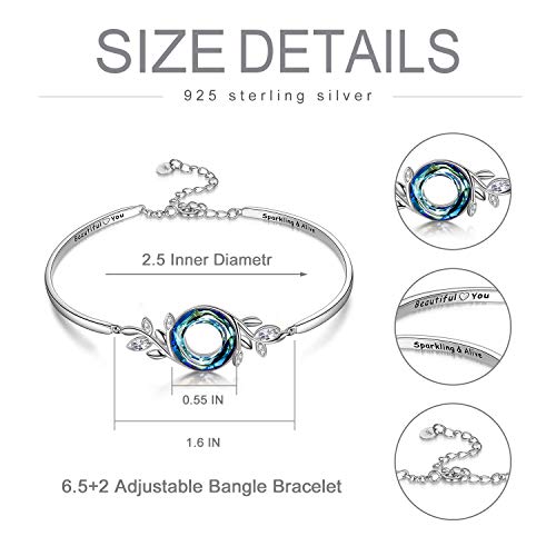 Aoboco Inspirational Jewelry Gift For Women Sterling Silver Crystal Bangle Bracelet Blue #TOP1