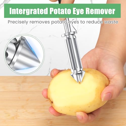 Alyvisun Universal Potato Peeler for Kitchen, 3 in 1 Peeler/Julienne Slicer/Bottle Opener, Sharp Vegetable and Fruit Peeler with Swivel Blade and Ergonomic Handle, Zinc Alloy - Image 7