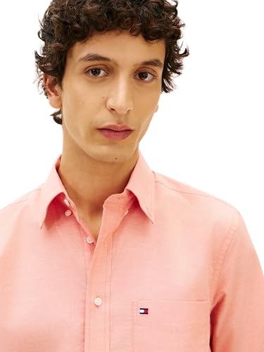 Tommy Hilfiger Herren Hemd Light Oxford Solid mit Stretch, Orange (Brilliant Orange), XS – Ansicht 4