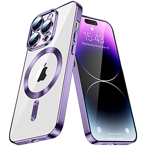 IMEIKONST Ultra Thin iPhone XS Max 6.5" Phone Cover for MagSafe Case Magnetic Transparent Anti-Yellow Camera Protector Ultra Slim Fit Silicone Soft TPU Bumper Clear for iPhone XS Max. Purple YIX