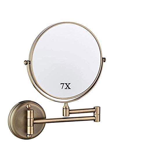 Miroir de maquillage rond grossissant 7X double face vert bronze 8 pouces - 2