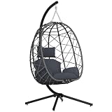 SWITTE Hanging Egg Chair with Stand Outdoor, Wicker Patio Swing...