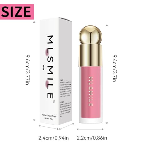 Long-Lasting Liquid Blush, Matte Cream Blush, Creates Soft Dewy Finish, Pink Liquid Blusher for Cruelty-Free Makeup - Image 3