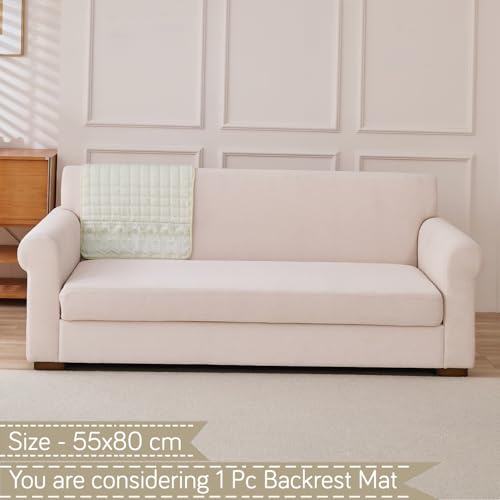 Image of HOKIPO 'BelleLace Series' Imperial Milk Velvet Anti-Slip Sofa Backrest Covers with Lace | 1 Pc - Pearl White (AR-6311-WHT*1S)