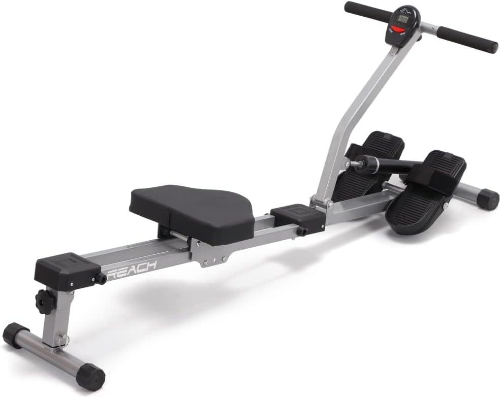Reach RW-500 Rowing Machine with LCD Display & 12 level Adjustable Resistance For Full body Workout | Rower Machine For Core Strength & Glutes Exercise | Fitness Equipment For Full Body Workout & Home Gym