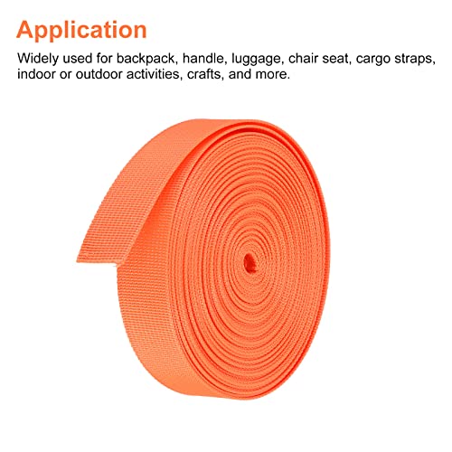 Image of MECCANIXITY Flat Nylon Webbing Strap 1 Inch 10 Yards Neon Orange for Backpack, Luggage-rack