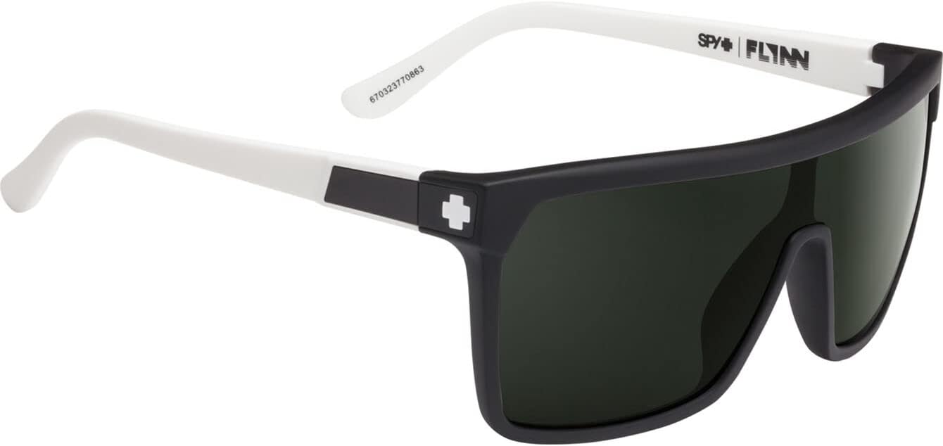 Spy Optics Flynn Sunglasses Black/White with Happy Gray Green Lens