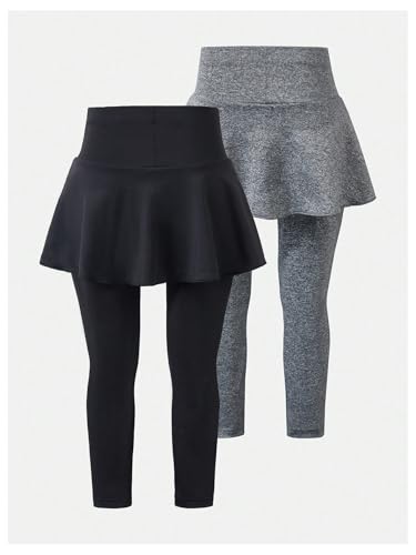 SOLY HUX Toddler Girl's 2 Piece Leggings with Skirts Bow Print Elastic High Waisted Athletic Workout Skinny Pants2