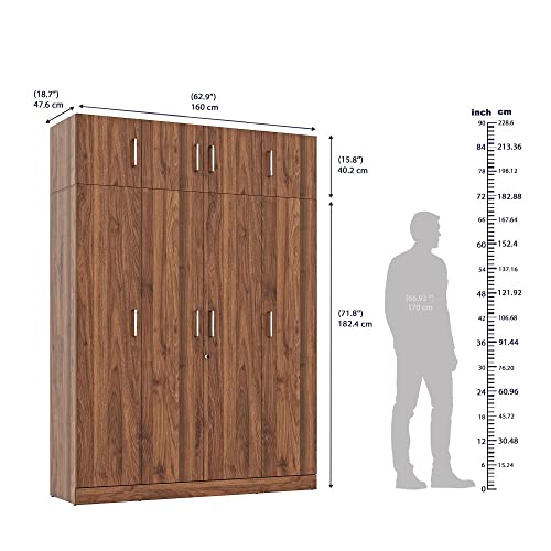 Image of Wakefit Wardrobe for Bedroom | 1 Yr Warranty | Cupboard for Bedroom, Almirah, Wooden Wardrobe, Multi-Shelves Storage with Drawer, & Hanger, Density:680-750 kg /m, Free Installation (Organza - CW)