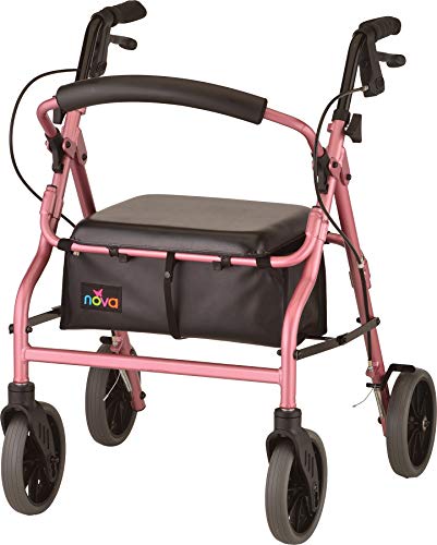 NOVA Medical Products Zoom Rollator Walker with 20” Seat Height, 20 Inch, Pink