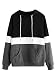 DIDK Women's Hoodies Long Sleeve Splice 3 Color Hooded Sweatshirt Black Grey L